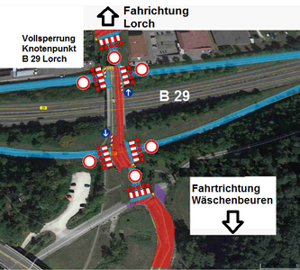 Vollsperrung Knotenpunkt Lorch Ost B 29/B297 vom 05.11.-13.11.2018